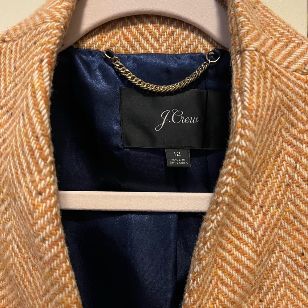 J.Crew Oversized Topcoat English Herringbone Wool Coat Size 12.